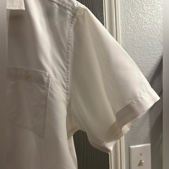 Men’s Attitude Gold short sleeve white button down shirt front pocket Size Large - Picture 7 of 11